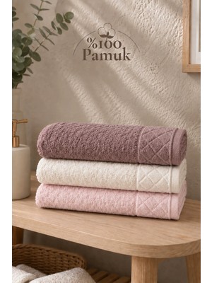 Gonca Kristal Desenli Renkli Havlu 50X90 cm 3'lü Set %100 Pamuk