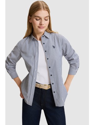 U.S. Polo Assn. Kadın Lacivert Uzun Kollu Gömlek 50332398-VR033