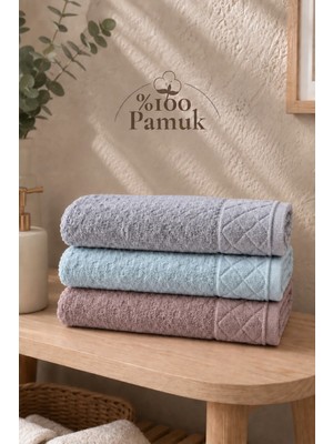Gonca Kristal Desenli Renkli Havlu 50X90 cm 3'lü Set %100 Pamuk