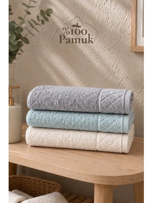 Gonca Kristal Desenli Renkli Havlu 50X90 cm 3'lü Set %100 Pamuk