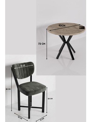 Bezos Elma Masa Seti Bej Antrasit 90 cm