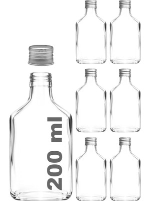 Tr 200 ml Yassı Şeffaf Cold Brew Şişesi Kapaklı 200 cc Soğuk Kahve Cam Şişe 6 Adet (6, Güm�