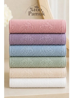 Gonca Renkli Havlu 50X90 cm 6'lı Set %100 Pamuk