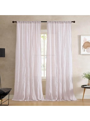 Tr Kiralık Ezilmiş, Pencere Perdesi, 2 Panelli Set, Yarı Şeffaf, Modern Ev Dekoru, Oturma Odası