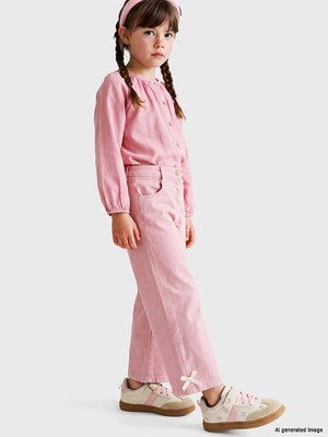 Lc Waikiki Yeni Sezon Pembe Fiyonk Detaylı Kız Çocuk Pantolon