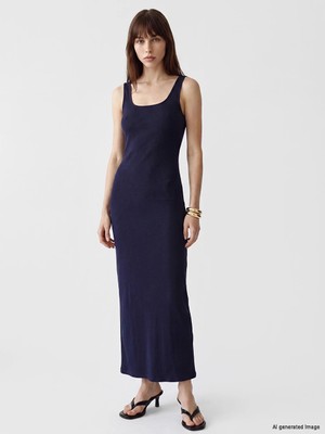 Lc Waikiki Yeni Sezon Lacivert Kare Yaka Bodycon Elbise