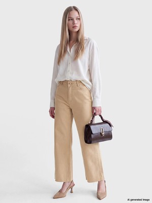 Lc Waikiki Yeni Sezon Bej Flare Kadın Jean Pantolon
