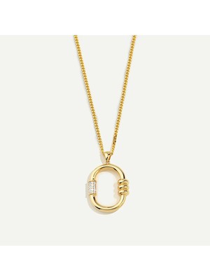 ReGold 14 Ayar Altın Oval Formlu Taşlı Kolye