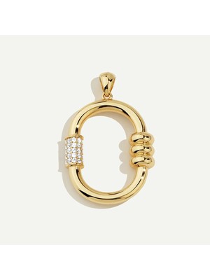 ReGold 14 Ayar Altın Oval Formlu Taşlı Kolye Ucu