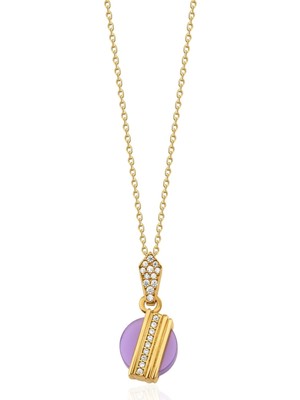 ReGold Bonbon 14 Ayar Altın Mor Taşlı Kolye