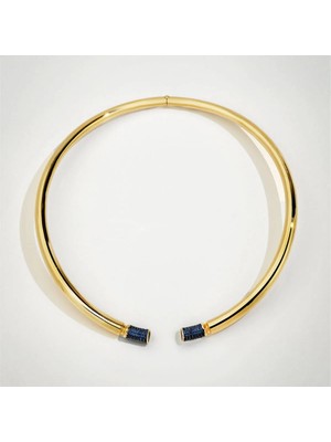 ReGold Vega 14 Ayar Altın Gece Mavisi Taşlı Choker Kolye