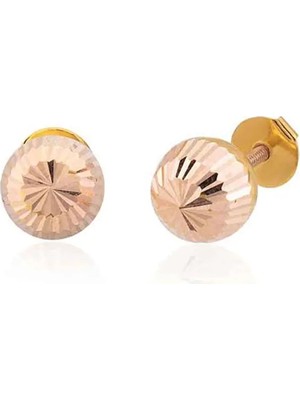 Seval Kuyumculuk Rose Altın Kalemli Top Küpe 1 cm