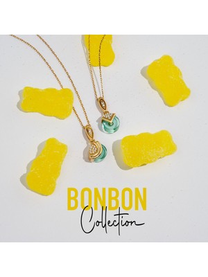 ReGold Bonbon 14 Ayar Altın Açık Mavi Taşlı Kolye
