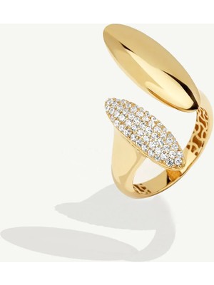 ReGold 14 Ayar Altın Oval Taşlı Yüzük