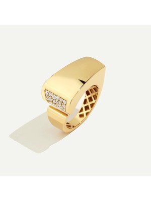 ReGold Electra 14 Ayar Altın Parlak Yüzeyli Taşlı Yüzük
