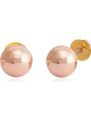 Seval Kuyumculuk Rose Altın Top Küpe 3 cm