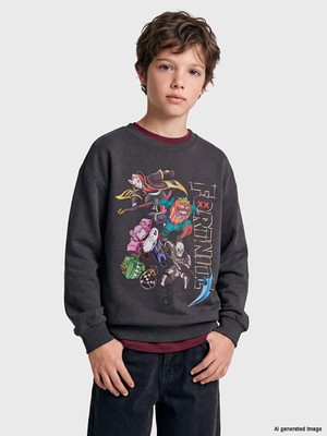 Lc Waikiki Yeni Sezon Antrasit Fortnite Baskılı Erkek Çocuk Sweatshirt