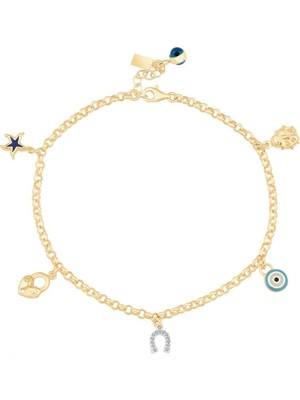 Ema Jewellery Nal Nazar Boncuğu Şans Altın Halhal