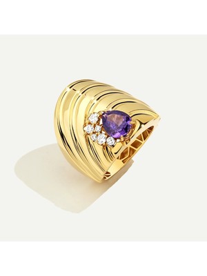 ReGold Maya 14 Ayar Altın Mor Taşlı Yüzük