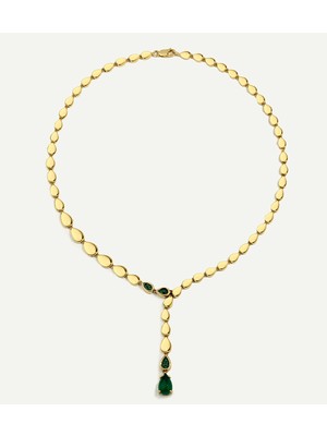 ReGold 14 Ayar Altın Yeşil Damla Taşlı Set