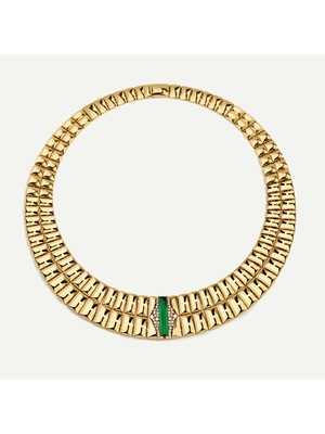 ReGold Baget 14 Ayar Altın Yeşil Taşlı Set