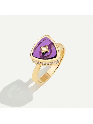 ReGold Bonbon 14 Ayar Altın Mor Taşlı Yüzük