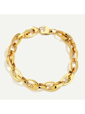 ReGold 14 Ayar Altın Oval Iri Zincir Bileklik