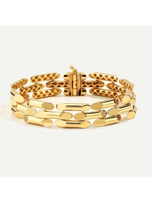 ReGold 14 Ayar Altın Üç Sıralı Bileklik