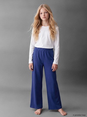 Lc Waikiki Yeni Sezon Lacivert Geniş Paça Kız Çocuk Pijama Alt