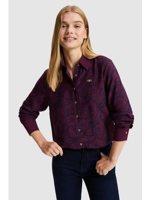 U.S. Polo Assn. Kadın Bordo Uzun Kollu Gömlek 50331577-VR180