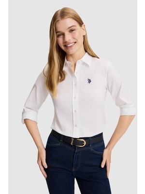 U.S. Polo Assn. Kadın Beyaz Uzun Kollu Basic Gömlek 50325479-VR013