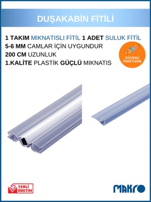 Glassmakro Duşakabin Mıknatıslı Fitil + Suluk Fitil (F Fitil) 200 cm 4-5-6 mm
