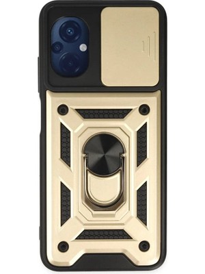 Xiaomi Poco M5 Kılıf Pars Lens Yüzüklü Silikon - Gold