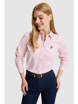 U.S. Polo Assn. Kadın Açık Pembe Uzun Kollu Basic Gömlek 50329503-VR078