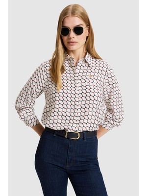 U.S. Polo Assn. Kadın Krem Uzun Kollu Gömlek 50329501-VR256