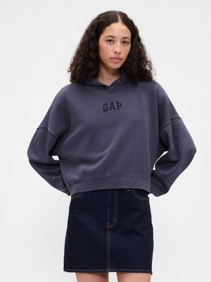 Gap Kadın Koyu Mavi Relaxed Gap Logo Fleece Sweatshirt