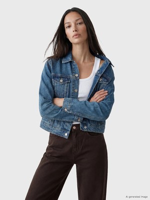 Lc Waikiki Yeni Sezon Indigo Gömlek Yaka Kadın Jean Ceket
