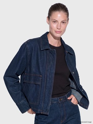 Lc Waikiki Yeni Sezon Indigo Gömlek Yaka Kadın Jean Ceket