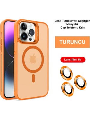 Joko Apple iPhone 14 Pro Kılıf Flet Lens Magsafe Kapak - Turuncu