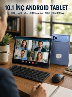 10.1 Inç Android Tablet 8 GB Ram 256 GB Depolama Yeni Nesil