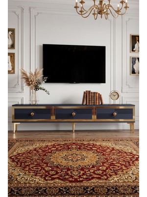 Yumedi Design TSA1816AG - Temtem Tv Stand , Tv Sehpası 180CM Antrasit-Gold