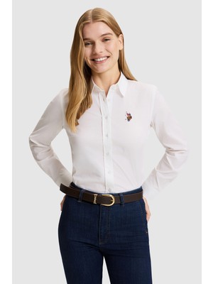 U.S. Polo Assn. Kadın Beyaz Uzun Kollu Basic Gömlek 50332687-VR013