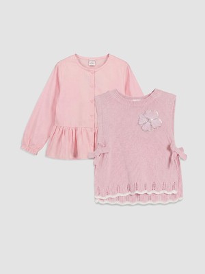 Lc Waikiki Yeni Sezon Pembe Fırfırlı Kız Çocuk Gömlek