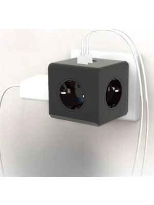 Isıya Dayanıklı Termal Akım Korumalı ve Çocuk Korumalı 3 Priz Girişli 3 USB Girişli Küp Priz