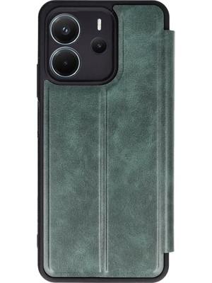 Xiaomi Redmi Note 14 4g Kılıf Flip Cover - Koyu Yeşil