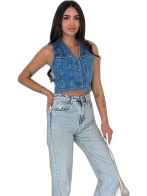 Zamerya Kot Jeans Kadın Yelek - Mi
