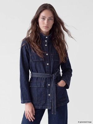 Lc Waikiki Yeni Sezon Indigo Hakim Yaka Kadın Jean Ceket