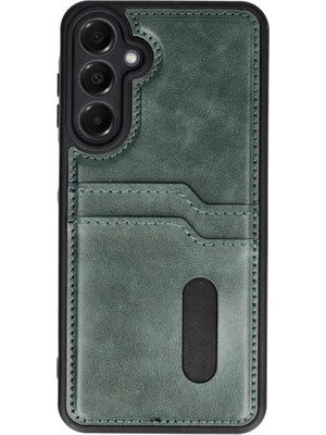 Samsung Galaxy A35 5g Kılıf Sara Kartvizitli Deri Kılıf - Koyu Yeşil