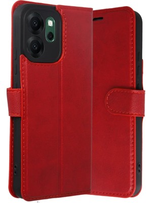 Oppo Reno 14F Trend S Plus Kapaklı Kılıf - Kırmızı