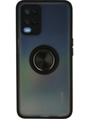 Oppo A54 4g Kılıf Montreal Yüzüklü Silikon Kapak - Siyah